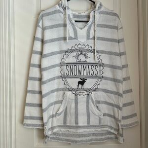 Gray and White Striped Snowmass, Colorado Hoodie